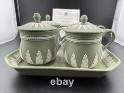 Wedgwood Museum Series custard set produced in sage green jasperware