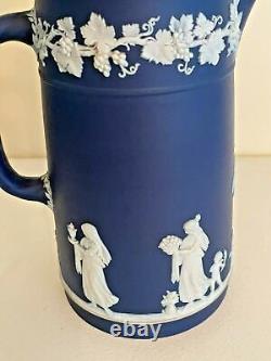 Wedgwood Neo-Classical Dark Blue Jasperware Covered Coffee Pot c 1890's