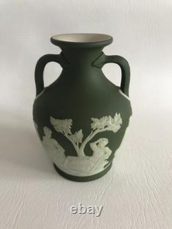 Wedgwood OLIVE GREEN Jasper dip PORTLAND 5 VASE C1881