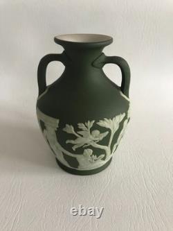 Wedgwood OLIVE GREEN Jasper dip PORTLAND 5 VASE C1881
