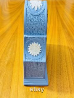 Wedgwood Pale Blue Jasperware Laurel Mantle Clock Quartz Boxed England