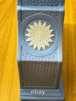 Wedgwood Pale Blue Jasperware Laurel Mantle Clock Quartz Boxed England
