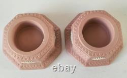 Wedgwood Pink Jasper Candle Holder x 2 Tea Light Holder Jasperware