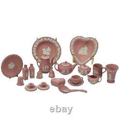 Wedgwood Pink Jasper Miniature Collections 19pcs Teapot Coffee Mid Century