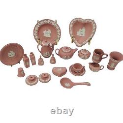 Wedgwood Pink Jasper Miniature Collections 19pcs Teapot Coffee Mid Century