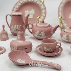 Wedgwood Pink Jasper Miniature Collections 19pcs Teapot Coffee Mid Century