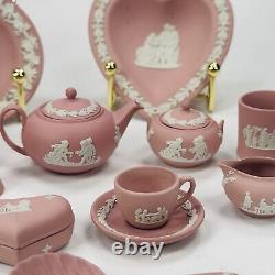 Wedgwood Pink Jasper Miniature Collections 19pcs Teapot Coffee Mid Century