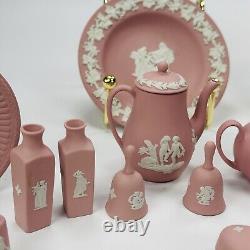 Wedgwood Pink Jasper Miniature Collections 19pcs Teapot Coffee Mid Century