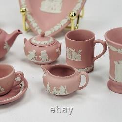 Wedgwood Pink Jasper Miniature Collections 19pcs Teapot Coffee Mid Century