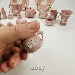 Wedgwood Pink Jasper Miniature Collections 19pcs Teapot Coffee Mid Century