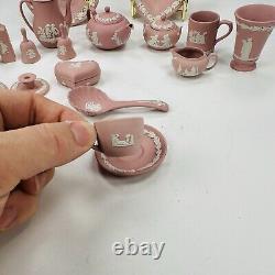 Wedgwood Pink Jasper Miniature Collections 19pcs Teapot Coffee Mid Century