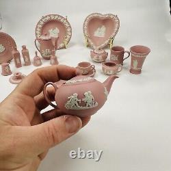 Wedgwood Pink Jasper Miniature Collections 19pcs Teapot Coffee Mid Century