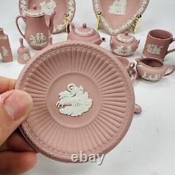 Wedgwood Pink Jasper Miniature Collections 19pcs Teapot Coffee Mid Century