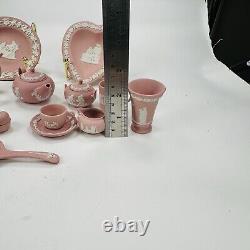 Wedgwood Pink Jasper Miniature Collections 19pcs Teapot Coffee Mid Century