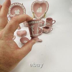 Wedgwood Pink Jasper Miniature Collections 19pcs Teapot Coffee Mid Century