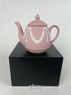 Wedgwood Pink Jasper Miniature Teapot Collection, Garland Pattern, Mint in Box