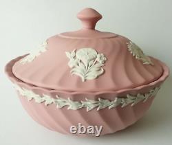 Wedgwood Pink Jasper Powder Dish and Lid Fluted jasperware