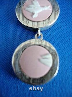 Wedgwood Pink Jasper Ware Ducks Silver Pendant Jewellery by Stephen Webster 10in