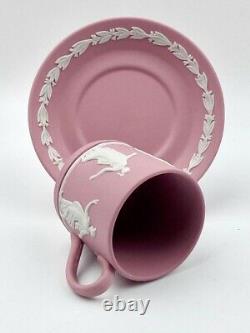 Wedgwood Pink Jasperware Dancing Hours Coffee Cup and Saucer