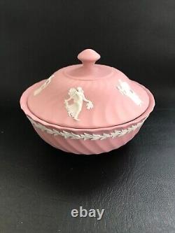 Wedgwood Pink Jasperware Lidded Bowl In Excellent Condition