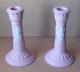 Wedgwood Pink Jasperware Pair Tall Dancing Hour Candle Holder