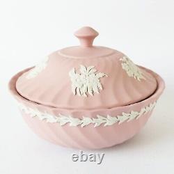 Wedgwood Pink Jasperware Powder Dish Floral