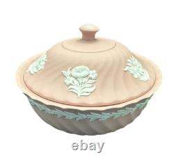 Wedgwood Pink Jasperware Powder Dish Floral