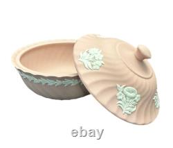 Wedgwood Pink Jasperware Powder Dish Floral