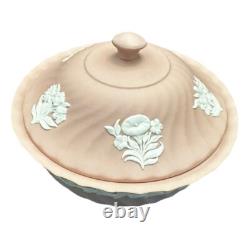 Wedgwood Pink Jasperware Powder Dish Floral