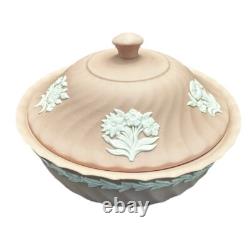 Wedgwood Pink Jasperware Powder Dish Floral