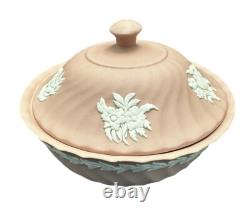 Wedgwood Pink Jasperware Powder Dish Floral