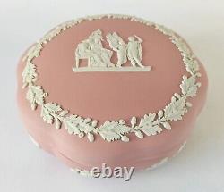 Wedgwood Pink Jasperware Scalloped Trinket Box Icarus