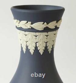 Wedgwood Portland Blue Jasperware Laurel Vase 8 inches