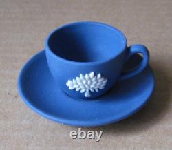 Wedgwood Portland Blue Jasperware MULBERRY Miniature Cup & Saucer RARE