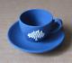 Wedgwood Portland Blue Jasperware Mulberry Miniature Cup & Saucer Rare