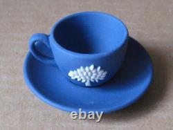 Wedgwood Portland Blue Jasperware MULBERRY Miniature Cup & Saucer RARE