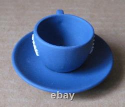 Wedgwood Portland Blue Jasperware MULBERRY Miniature Cup & Saucer RARE