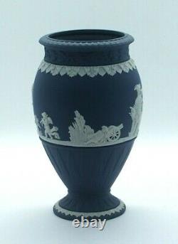 Wedgwood Portland Blue Jasperware Neo Classical Vase Made in England c. 1990
