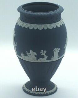 Wedgwood Portland Blue Jasperware Neo Classical Vase Made in England c. 1990