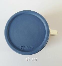 Wedgwood Portland Blue Jasperware Pair of Lady Templetown Coffee Cups And Saucer