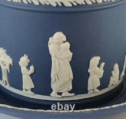 Wedgwood Portland Blue Jasperware Pair of Lady Templetown Coffee Cups And Saucer