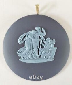 Wedgwood Portland Blue Jasperware Pendant Cupid Asleep Jewellery