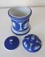 Wedgwood Portland Blue Jasperware Tobacco Jar With Domed Lid And Tamper Weight