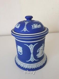 Wedgwood Portland Blue Jasperware Tobacco Jar with Domed Lid and Tamper Weight