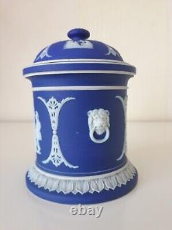 Wedgwood Portland Blue Jasperware Tobacco Jar with Domed Lid and Tamper Weight