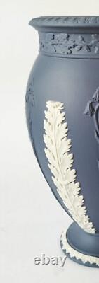 Wedgwood Portland Blue Jasperware Vase Acanthus and Bellflowers