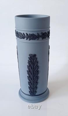 Wedgwood Portland Blue on Blue Jasperware Spill Vase Acanthus and Bellflower