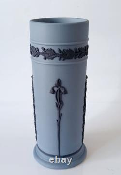 Wedgwood Portland Blue on Blue Jasperware Spill Vase Acanthus and Bellflower