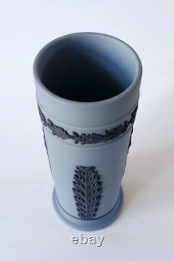 Wedgwood Portland Blue on Blue Jasperware Spill Vase Acanthus and Bellflower