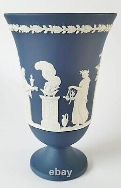 Wedgwood Portland Jasperware Blue Acadian Vase 7 1/2 Inch